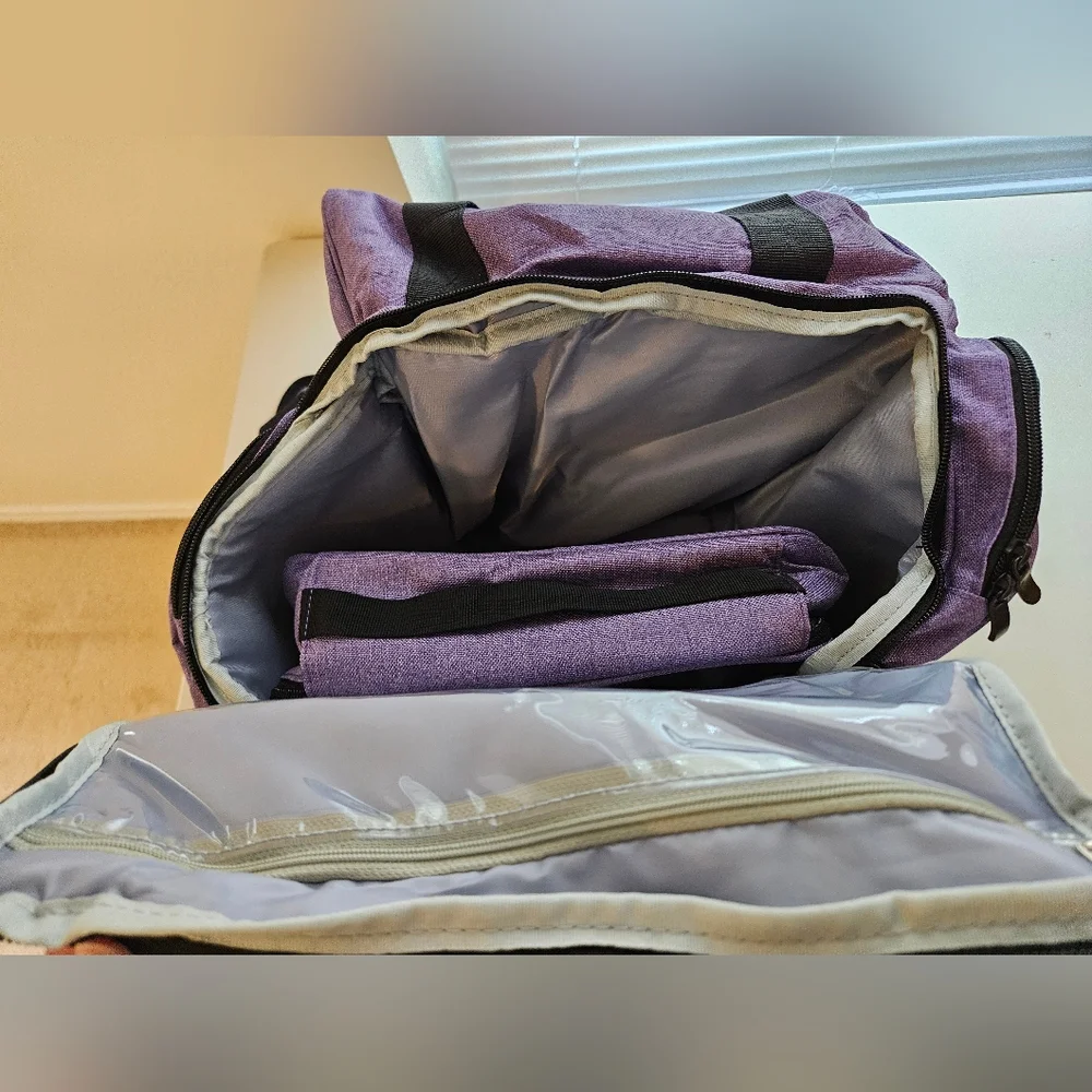 BAFASO 2-Layers Large Makeup Bag with 3 Removable Pouches and Detachable Divider